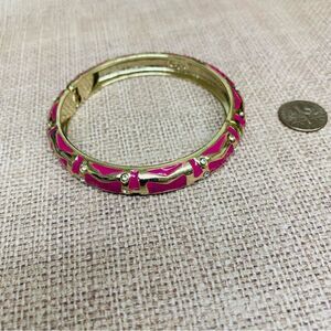 Sequin Gold‎ Hot Pink Crystal Hinged Bracelet